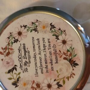 Floral Compact Mirror With Inspirational Message For Daughter